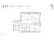 One bedroom, one bath floor plan; 918 sq ft at 700 W Carson Ave # 808, Las Vegas, NV 89106