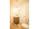 Updated bathroom with vanity, toilet and shower at 749 Rossmore Dr, Las Vegas, NV 89110