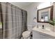 Clean bathroom with a shower/tub combo, vanity, and updated fixtures at 929 Rockview Dr # 202, Las Vegas, NV 89128