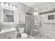 Updated bathroom with a large shower and modern vanity at 2251 Wigwam Pkwy # 211, Henderson, NV 89074