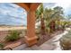 Landscaped backyard with palm trees and walkway at 2520 Links Dr, Laughlin, NV 89029