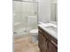 Clean and modern bathroom with a walk-in shower at 52 Reverie Heights Ave, Henderson, NV 89011
