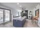 Eat-in kitchen island with white quartz countertop and blue cabinets at 4025 Ridgewood Ave, Las Vegas, NV 89120