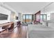 Modern bedroom with a king-size bed and stunning city views at 4381 W Flamingo Rd # 3819, Las Vegas, NV 89103