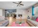 Open concept living room with marble fireplace at 821 Mar Jay Ct, Las Vegas, NV 89107