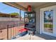 Covered patio with storage and view of the backyard at 821 Mar Jay Ct, Las Vegas, NV 89107