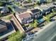Aerial view of house, backyard, and pool; located in a quiet residential neighborhood at 25 Via Corvina, Henderson, NV 89011