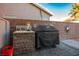 Outdoor kitchen area with sink, grill and decorative accents at 2594 Florida Keys Dr, Las Vegas, NV 89156