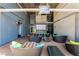 Outdoor lounge area with comfortable seating and a projector screen at 353 E Bonneville Ave # 711, Las Vegas, NV 89101