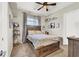 Bedroom with wooden bed frame and window at 7036 Winstar St # A, Las Vegas, NV 89131