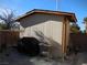 Tan shed with grill and outdoor storage in backyard at , North Las Vegas, NV 89031