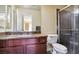 Clean bathroom with shower and updated vanity at 6861 Philharmonic Ave, Las Vegas, NV 89139