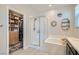 Bathroom with walk-in shower, soaking tub, and large closet at 4104 Midnight Crest Ave, North Las Vegas, NV 89031