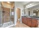 Bathroom with shower, vanity, and tile flooring at 7642 Riva Ridge St, Las Vegas, NV 89149