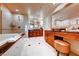Spacious bathroom with double vanities and a large soaking tub at , Las Vegas, NV 89109