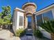 Elegant entryway with stone details and decorative glass door at 1260 Corista Dr, Henderson, NV 89052