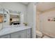 Bathroom with marble vanity and a walk-in shower at 1510 Marita Dr, Boulder City, NV 89005