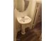 Clean bathroom with pedestal sink and mirror at 1529 Tillman Falls Ave, Las Vegas, NV 89183