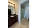 Bathroom featuring a marble countertop, modern vanity, and a glass-enclosed shower at 260 E Flamingo Rd # 433, Las Vegas, NV 89169