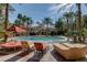 Resort-style pool area features lounge seating, shade umbrellas, and a well-maintained pool at 260 E Flamingo Rd # 433, Las Vegas, NV 89169