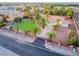 Aerial view of house, showcasing the front yard and gated entry at 274 Doobie Ave, Las Vegas, NV 89183