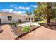 Landscaped backyard with garden beds and grassy area at 274 Doobie Ave, Las Vegas, NV 89183