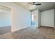 Bedroom with carpet flooring and large window with city view at 353 E Bonneville Ave # 804, Las Vegas, NV 89101