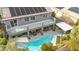 Aerial view of backyard oasis with pool and patio at 7306 Puckershire St, Las Vegas, NV 89166