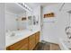 Double sink bathroom with shower and tub at 8220 Fawn Heather Ct, Las Vegas, NV 89149