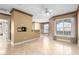 Spacious living room with large windows, tile floors, and a ceiling fan at 9000 Las Vegas Blvd # 2243, Las Vegas, NV 89123