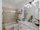 Clean bathroom with granite countertop and walk-in shower at 9390 Stange Ave, Las Vegas, NV 89129