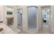 Spa-like bathroom with a large walk-in shower and frosted glass at 1 Panorama Crest Ave, Las Vegas, NV 89135