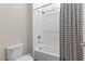 Clean bathroom with a shower/tub combo and white subway tiles at 11952 Girasole Ave, Las Vegas, NV 89138