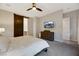 Bright bedroom with a king bed and barn door at 349 Agnew St, Las Vegas, NV 89138