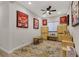 Playroom with hardwood floors, ceiling fan, and ample storage at 349 Agnew St, Las Vegas, NV 89138