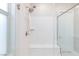 Large shower with built-in seat and glass enclosure at 349 Agnew St, Las Vegas, NV 89138