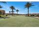 Expansive putting green with palm trees and a view at 4 Via Centrale # 1, Henderson, NV 89011