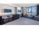 Bright living room with city views and comfortable seating at 4381 W Flamingo Rd # 1904, Las Vegas, NV 89103