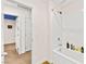 White bathroom with a shower/tub combo at 531 Thistleberry Ave, Henderson, NV 89044