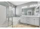 Elegant bathroom with double vanity, soaking tub, and shower at 772 Crimson Peak Pl, Henderson, NV 89011