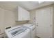 Laundry room with washer, dryer, cabinets, and shelving at 7978 Coronado Coast St, Las Vegas, NV 89139