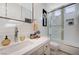 Bright bathroom with a soaking tub, modern vanity, and mosaic tile accents at 8104 Via Del Cerro Ct, Las Vegas, NV 89117