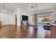 Living room with hardwood floors and access to backyard at 9308 Cactus Wood Dr, Las Vegas, NV 89134