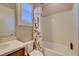 Clean bathroom with shower/tub combo, toilet and vanity at 251 Castellari Dr, Las Vegas, NV 89138
