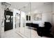 Spa-like bathroom with glass shower, floating vanity, and massage chair at 7815 W La Madre Way, Las Vegas, NV 89149