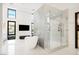 Bright bathroom with walk-in shower and soaking tub at 7815 W La Madre Way, Las Vegas, NV 89149