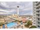 Pool and city views with the Stratosphere Tower visible at 200 W Sahara Ave # 1012, Las Vegas, NV 89102