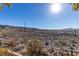 A sprawling backyard features mountain views, desert landscape, and a protective wrought iron fence at 2429 Anderson Park Dr, Henderson, NV 89044