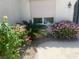 Home exterior with lush desert landscaping, featuring rock, concrete, and bushes at 2429 Anderson Park Dr, Henderson, NV 89044