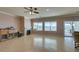 Living room with tile floors, fireplace, and mountain views at 2429 Anderson Park Dr, Henderson, NV 89044